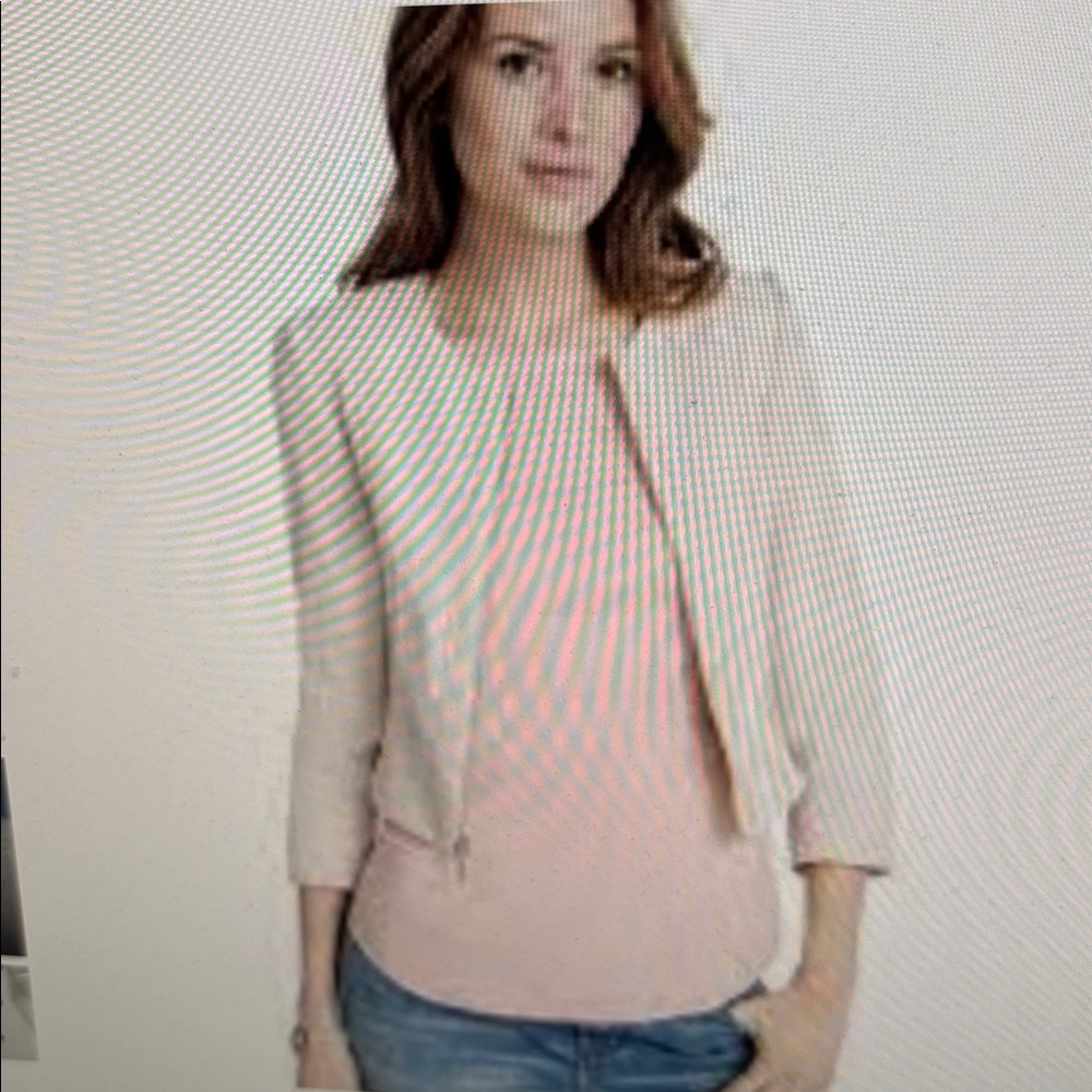 WHBM Buttery Soft Leather Cropped Jacket Size XS In Bone